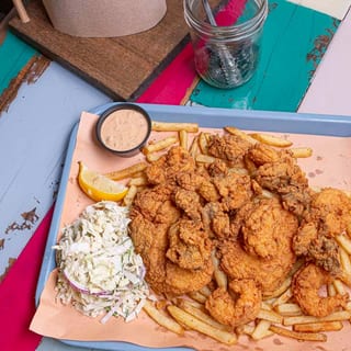 Old School Tray Of Fish & Shrimp
